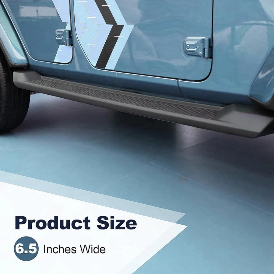 6.5" Running Boards For 18-26 Jeep Wrangler JL 4 Doors ABS Nerf Bars Side Steps