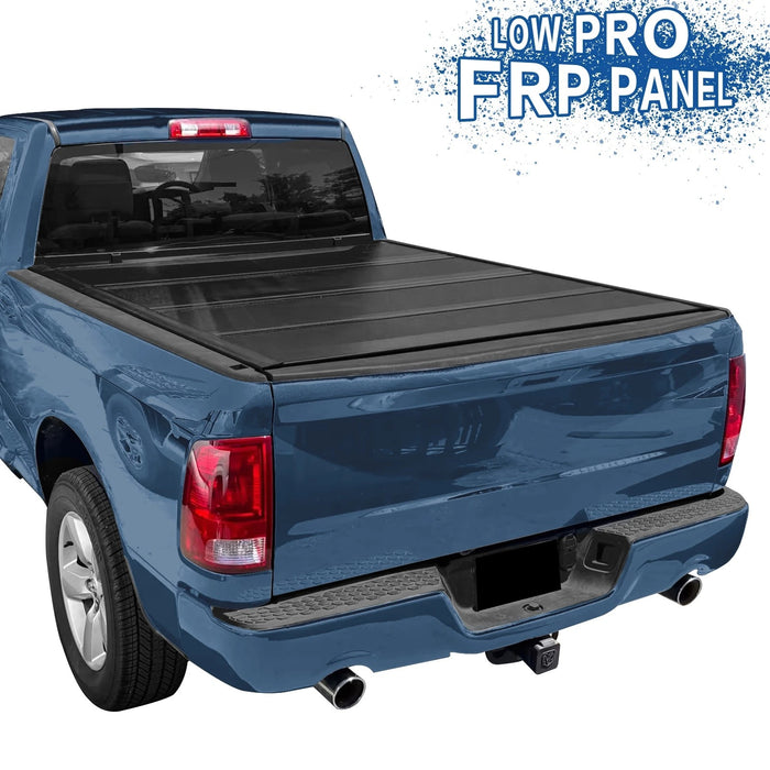6.4FT FRP Low-Profile Hard 4-Fold Tonneau Cover For 19-26 Dodge Ram 1500 NewBody