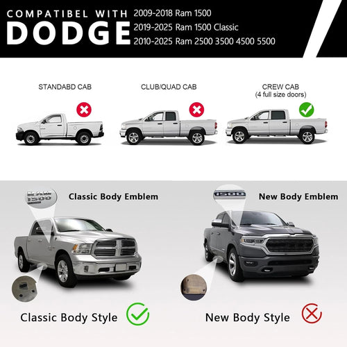 6" Running Boards For 2009-2018 Dodge Ram 1500 Crew Cab Side Steps Nerf Bars ABS image 2