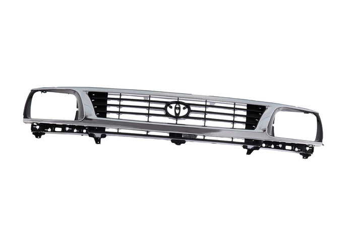 Chrome Grille Shell Surrond with Black Insert For 1995-1996 Toyota Tacoma Pickup