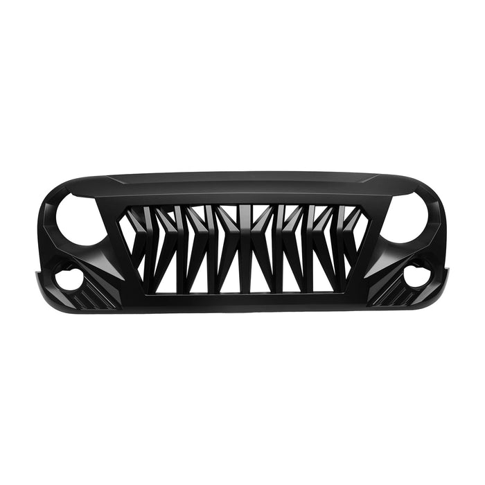 For 2007-2018 Jeep Wrangler JK JKU Front Shark Grille Mat Black