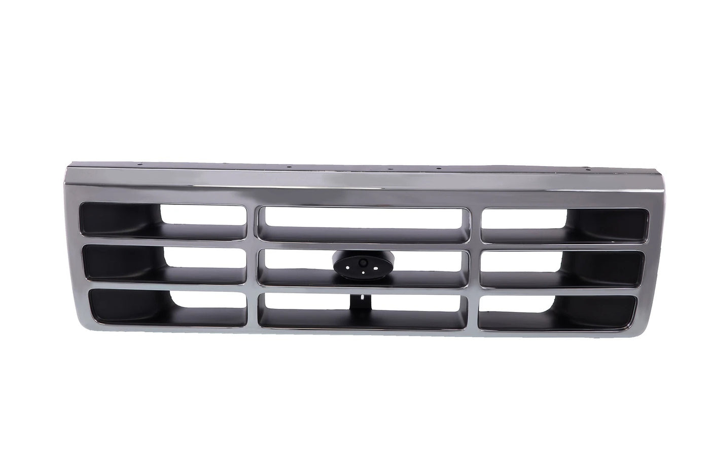 Front Chrome Shell Grille Assembly w/Gray Insert for 1992-96 Ford Pickup/Bronco image 1