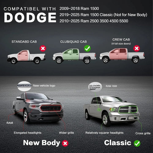 6.5" Running Boards for 2009-2018 Dodge Ram 1500 & 19-24 1500 Classic Quad Cab image 2