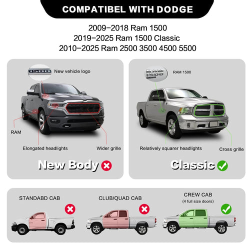 6" Running Boards For 2009-2018 Dodge Ram 1500 Crew Cab Side Steps Nerf Bars image 2