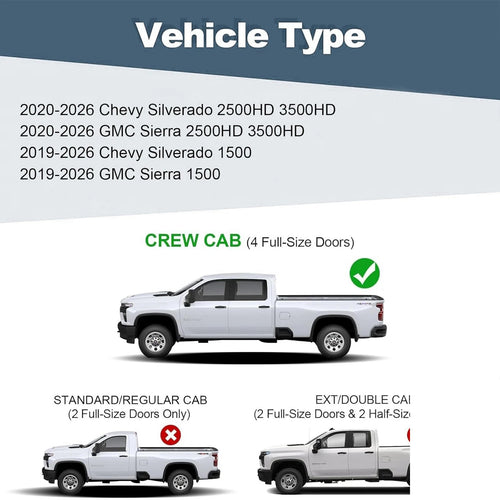 6.5" Running Boards For 2019-2026 Silverado/Sierra Crew Cab Nerf Bars Side Steps image 2