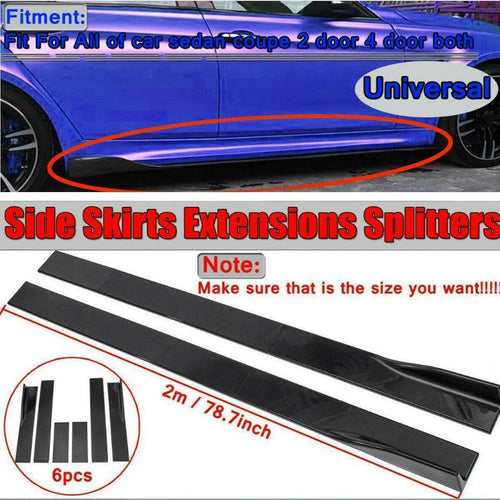 78.7" Universal Side Skirt Extensions Rocker Panel Splitters Lip For Honda BMW