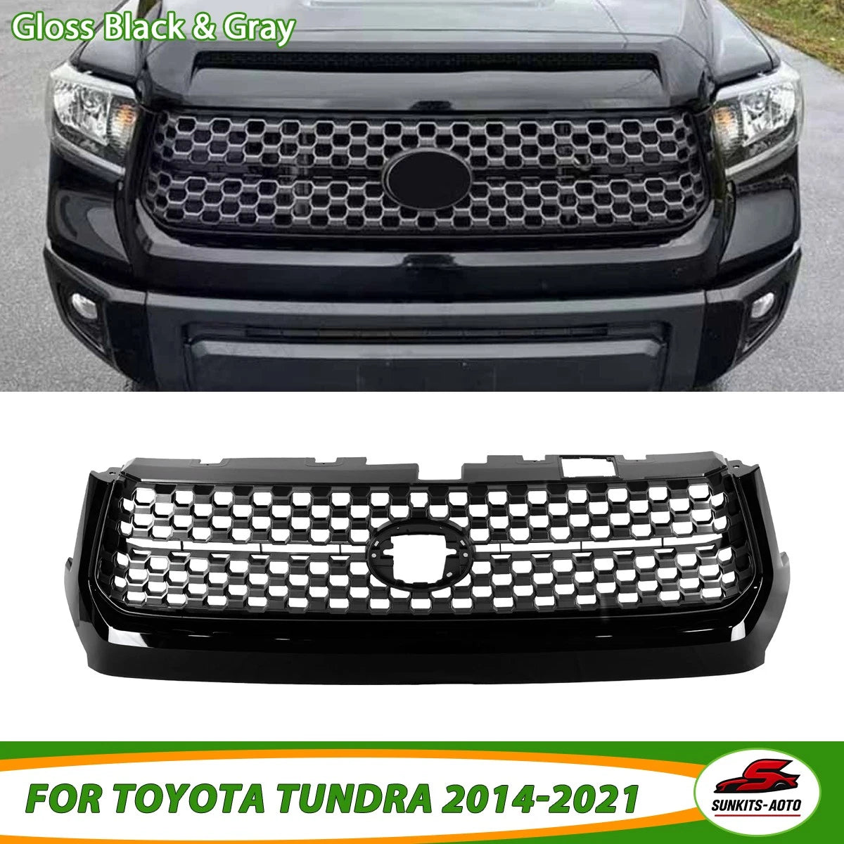 Honeycomb TRD Style Front Bumper Upper Grille Grill For 2014-2021 Toyota Tundra