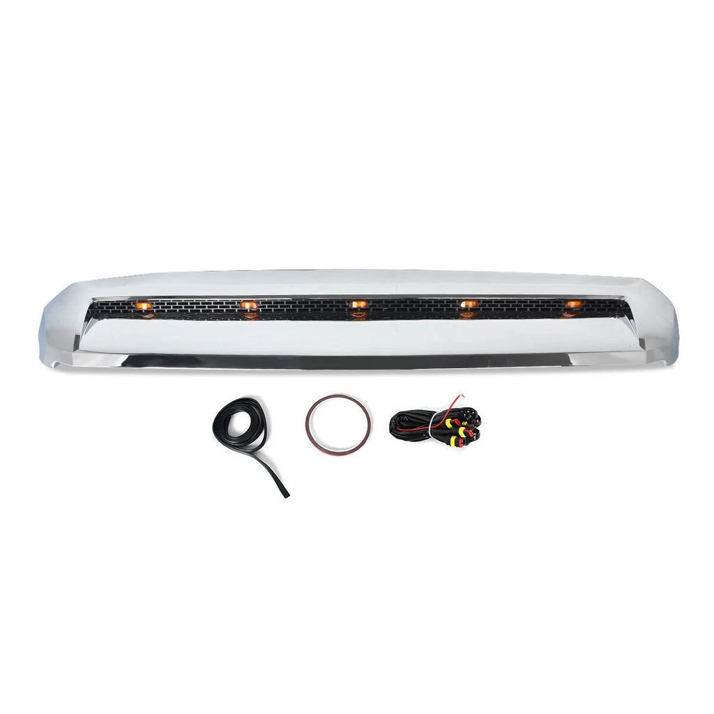 Front Upper Hood Bulge Molding Grille w/5 Lights For Toyota Tundra 2014-2021