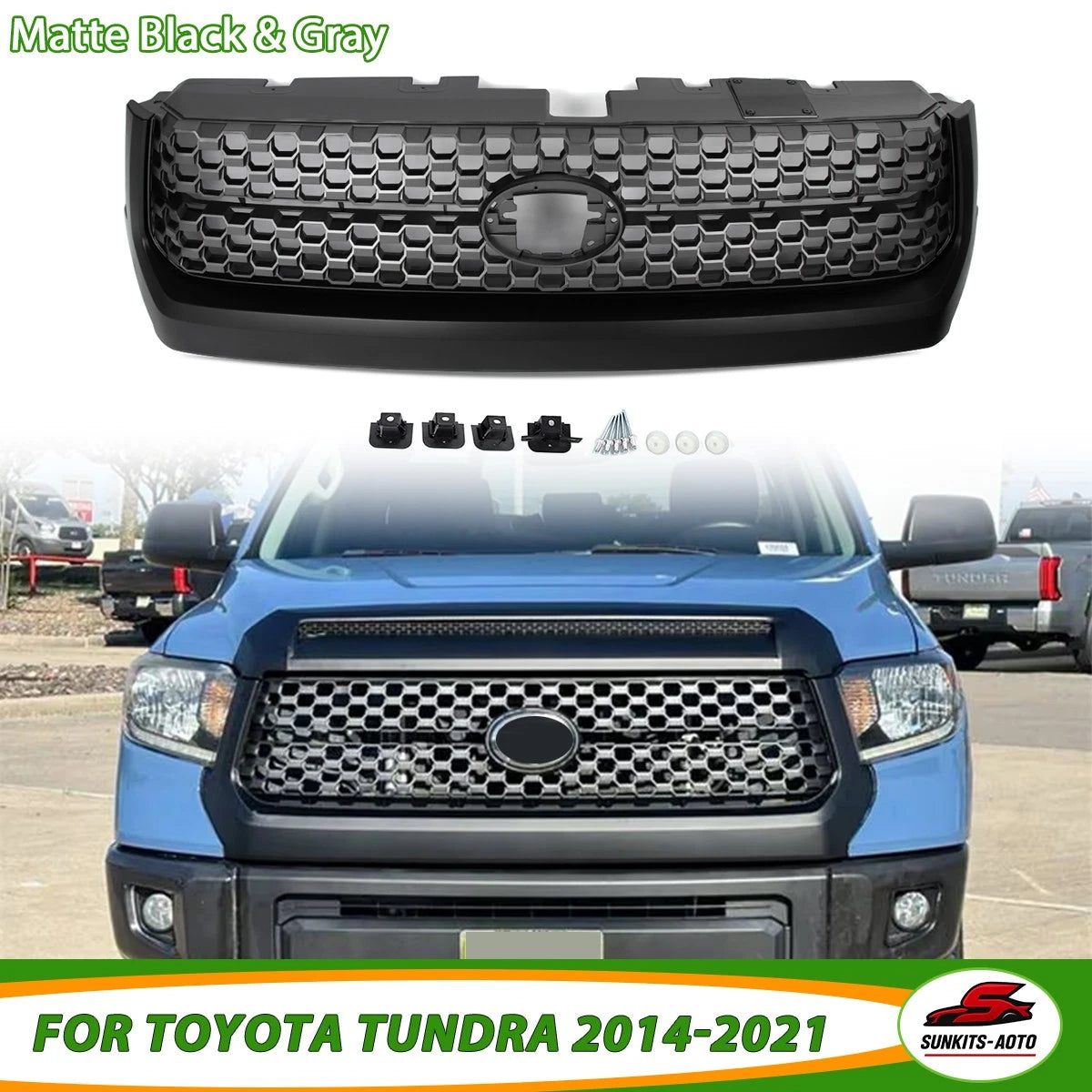 Honeycomb TRD Style Front Bumper Upper Grille Grill For 2014-2021 Toyota Tundra