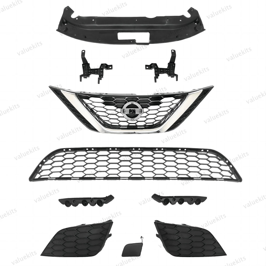 10PC For Sentra 2016-2019 Front Bumper Radiator Support Cover Grille Mesh Kit