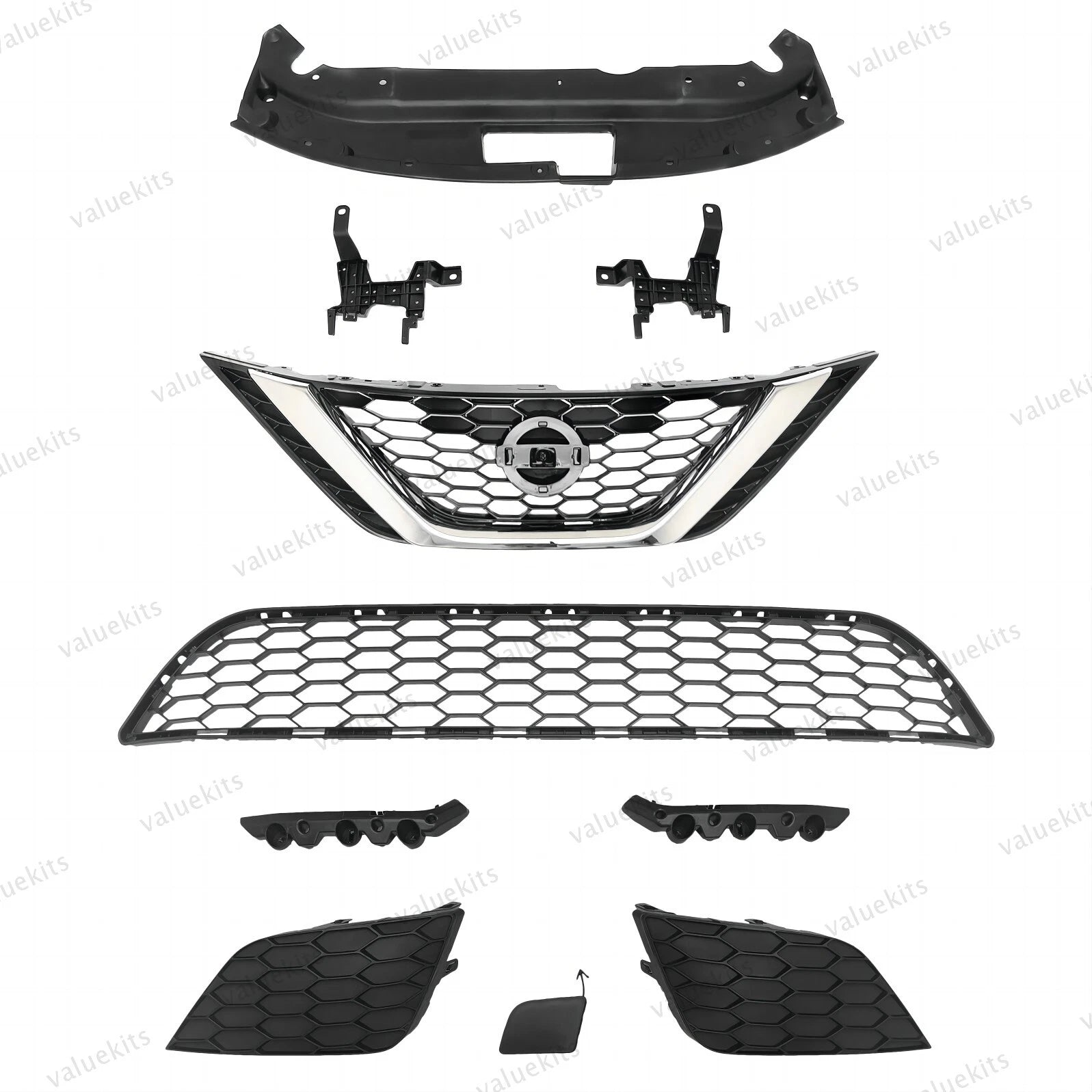 10PC For Sentra 2016-2019 Front Bumper Radiator Support Cover Grille Mesh Kit