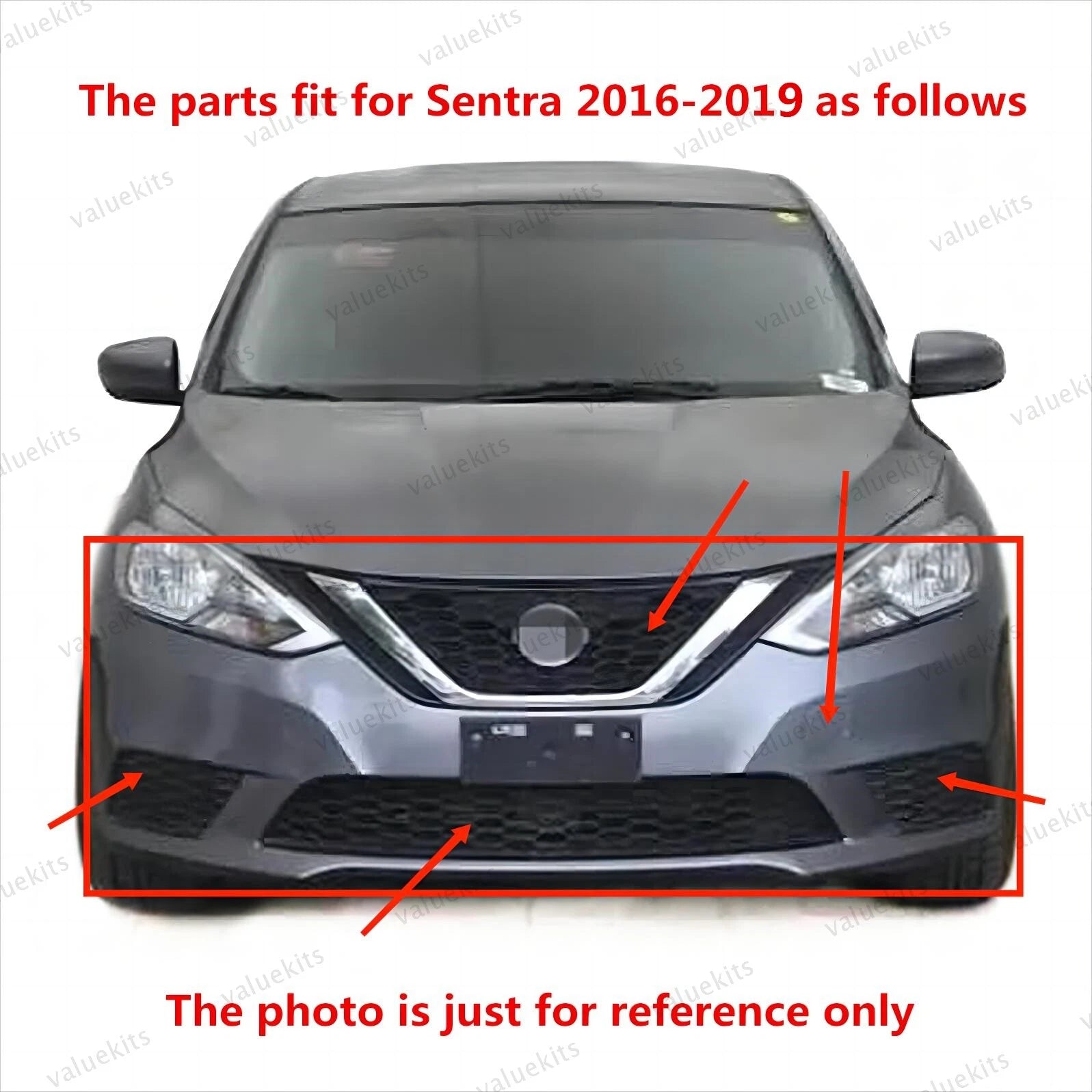 10PC For Sentra 2016-2019 Front Bumper Radiator Support Cover Grille Mesh Kit