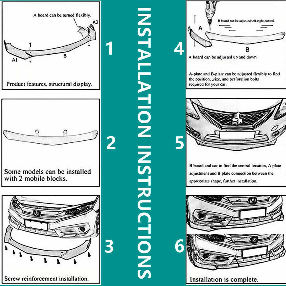 For Mini Cooper Front Bumper Lip Spoiler Splitter Body Kit Side Skirt Rear Lip