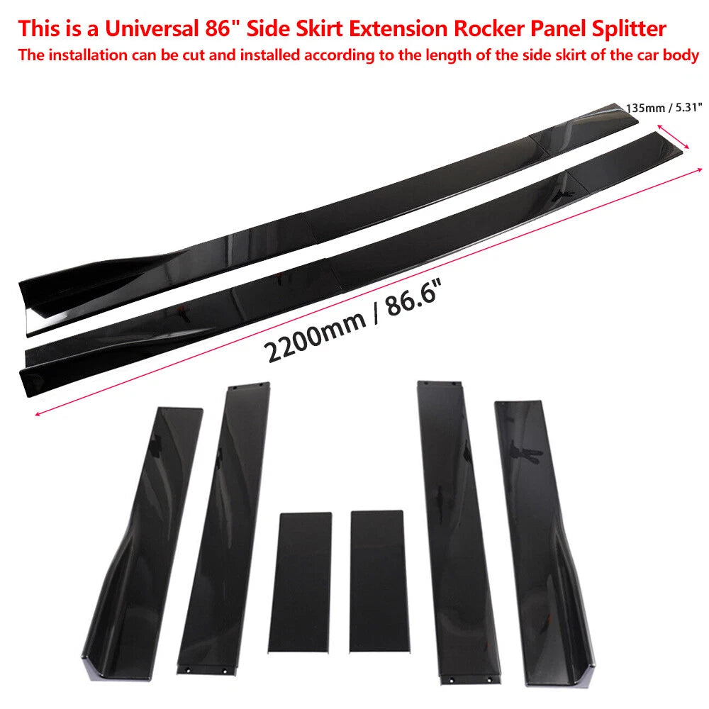 For Dodge Charger 86" Side Skirt Extension Rocker Panel Splitter Glossy Black