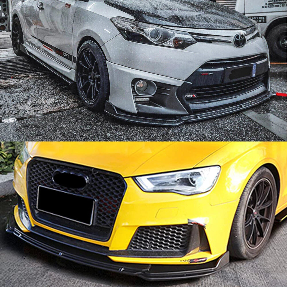 For Chrysler 300 Front Bumper Lip Spoiler Splitter + Strut Rods Glossy Black
