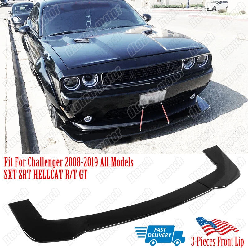 Front Lower Bumper Lip Spoiler Splitter Kit For Dodge Challenger  SRT 2012-2022