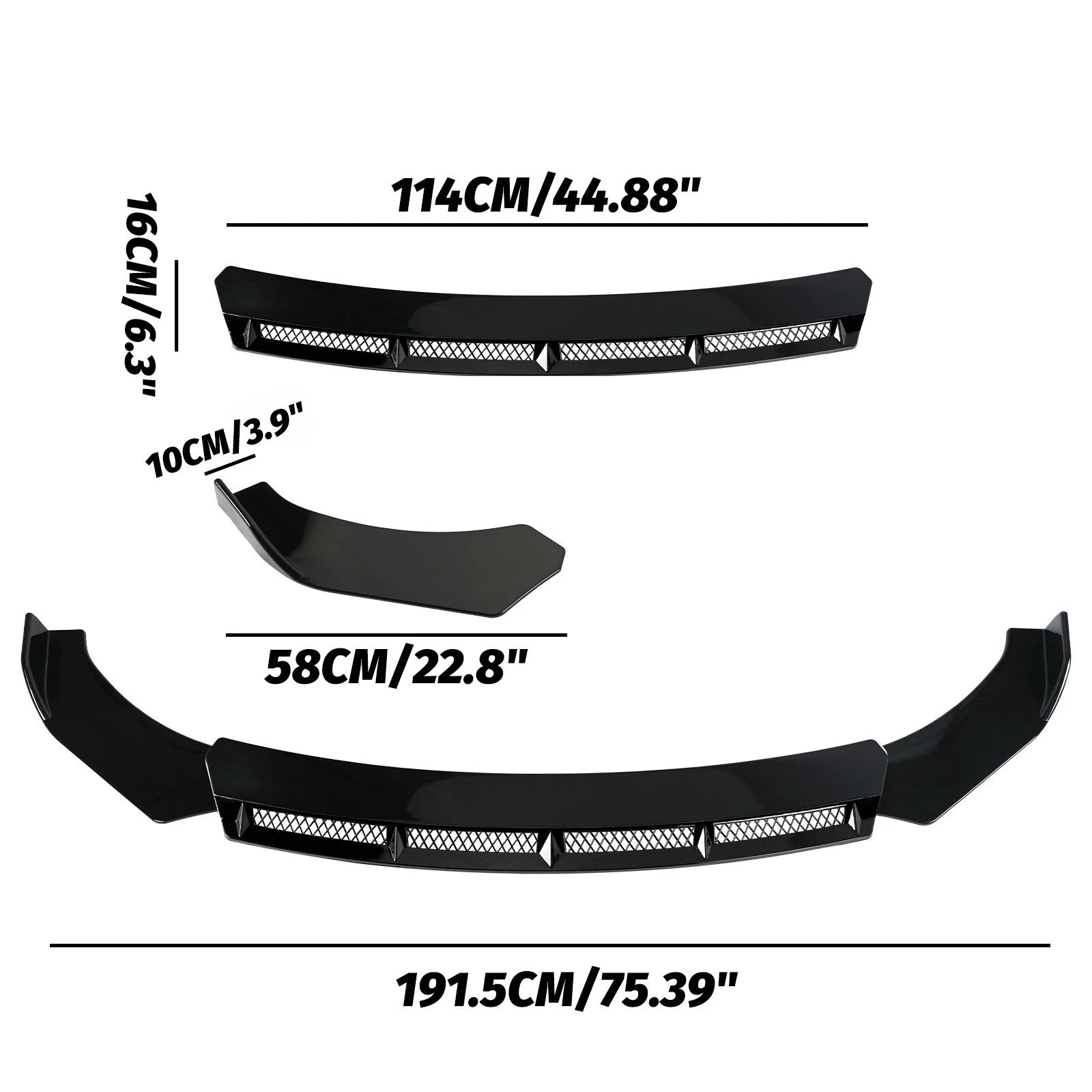 For Chevrolet Malibu 2010-2022 Gloss Front Bumper Lip Spoiler Splitter Body Kit