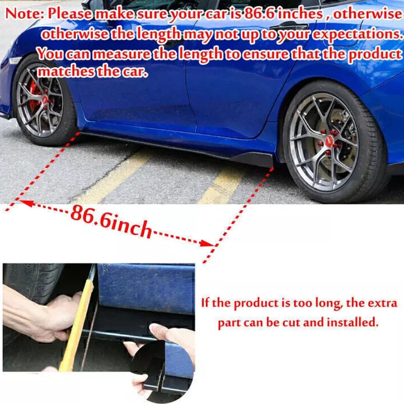 86" x 4" 6pcs Universal Black Side Skirt Extension Rocker Splitters Diffuser Lip