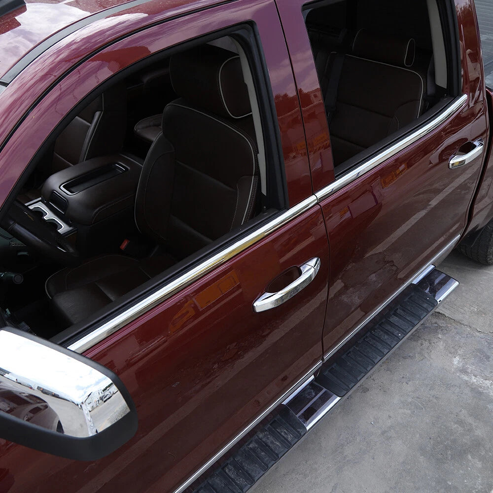 Chrome Stainless Window Bottom Sill Trim For Chevy Silverado GMC Sierra 2014-18