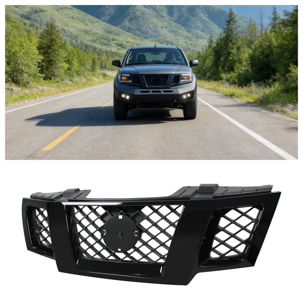 For 2009-2021 Nissan Frontier Front Bumper Upper Grille  62310-ZL00B Gloss Black