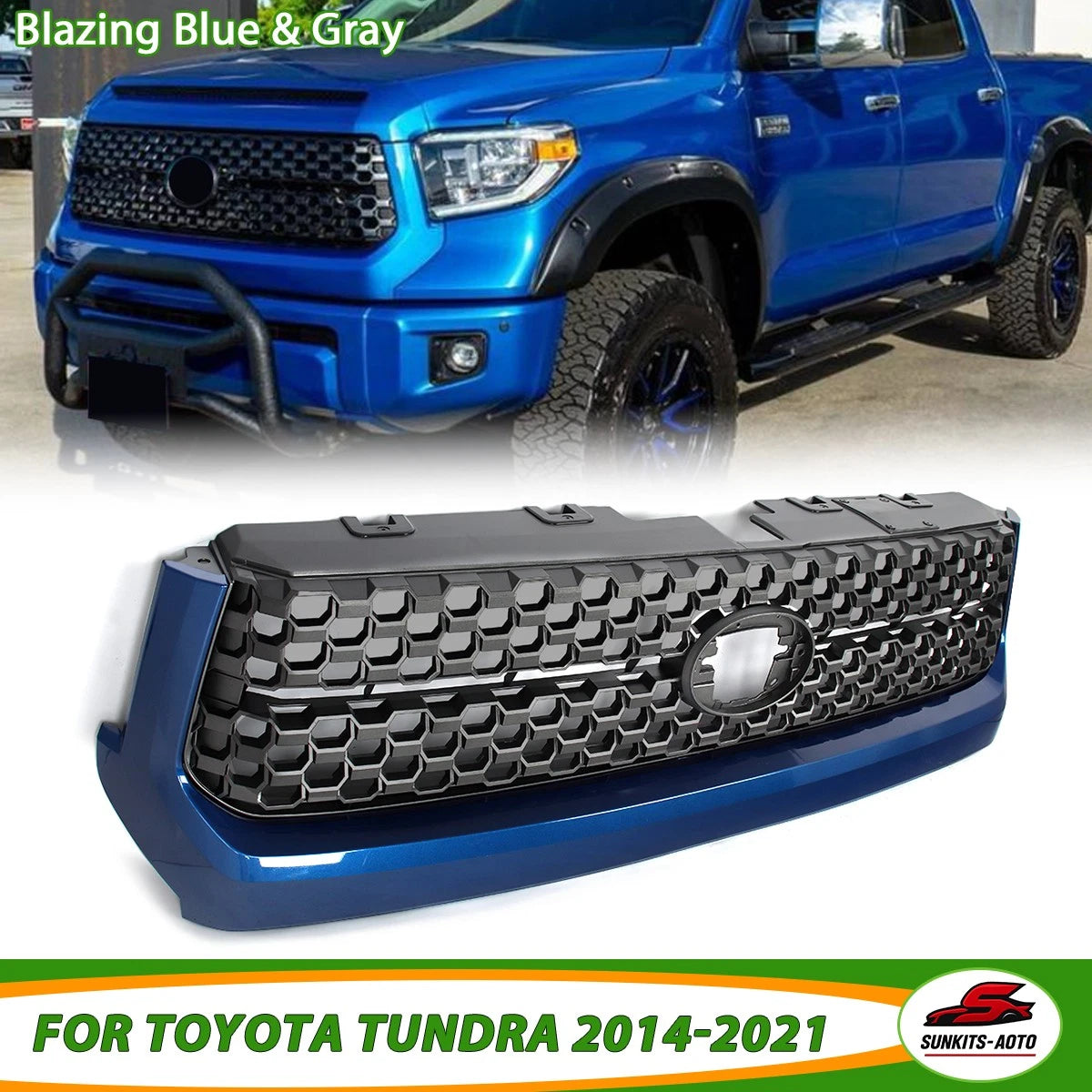 Honeycomb TRD Style Front Bumper Upper Grille Grill For 2014-2021 Toyota Tundra