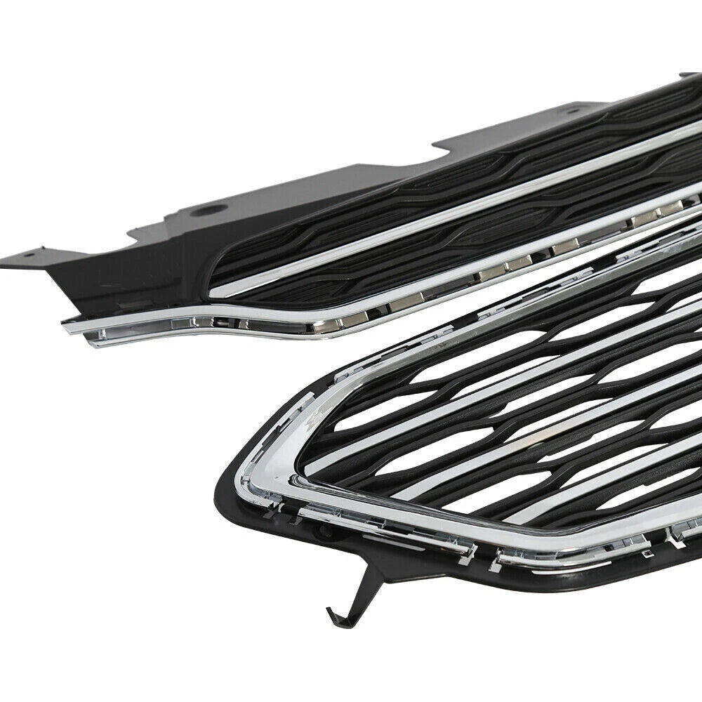 Chrome Front Bumper Grill Upper Lower Grille Kit For 2016 2017 Chevrolet Equinox