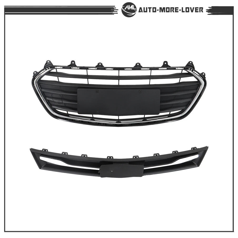 For Chevrolet Trax 2017-2021 Front Upper and Lower Grille Set Black Chrome 2PCS