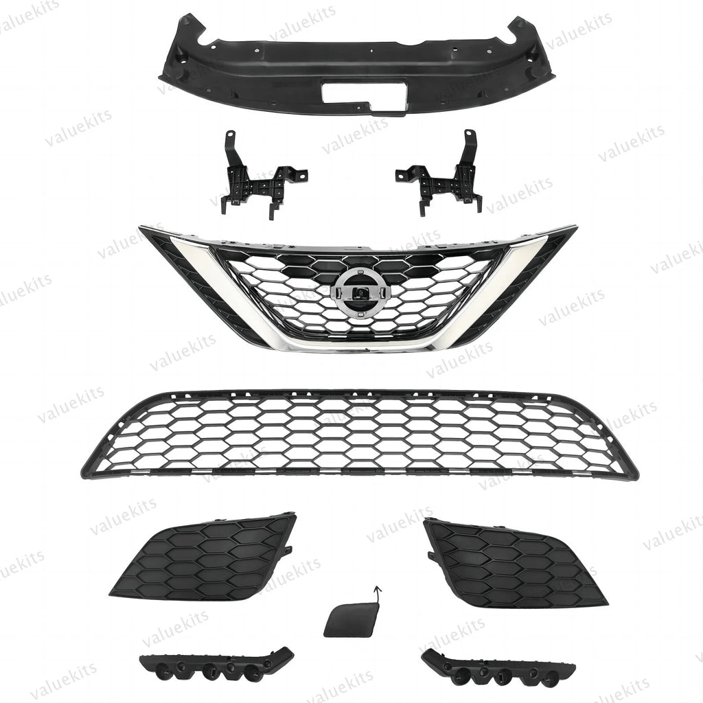10PC For Sentra 2016-2019 Front Bumper Radiator Support Cover Grille Mesh Kit