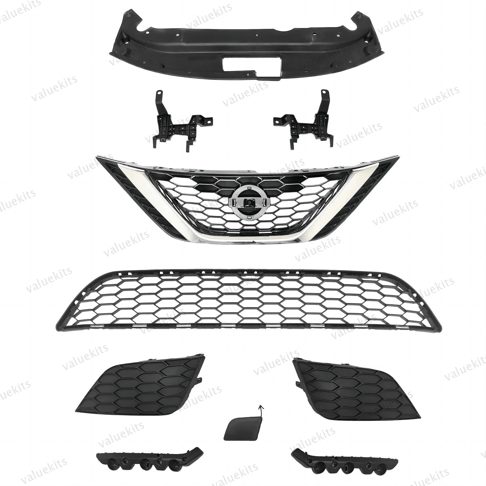 10PC For Sentra 2016-2019 Front Bumper Radiator Support Cover Grille Mesh Kit