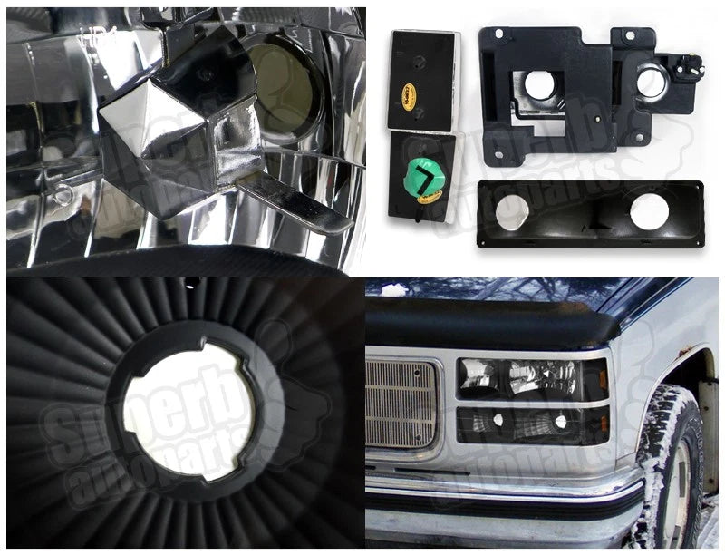Fit 1988-1993 GMC Suburban Tahoe Silverado Head Lights+Bumper+Corner Lamps Black