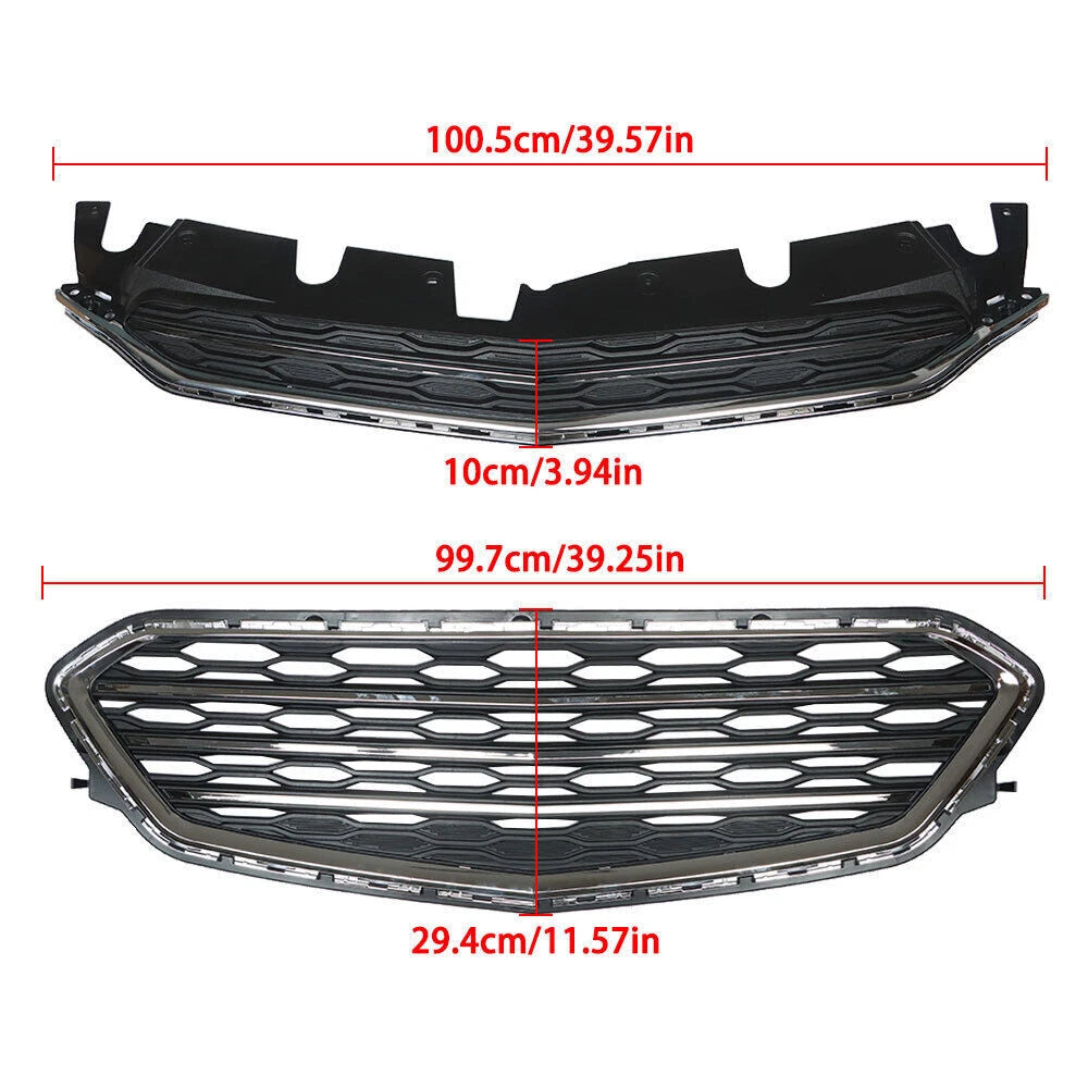 Chrome Front Bumper Grill Upper Lower Grille Kit For 2016 2017 Chevrolet Equinox