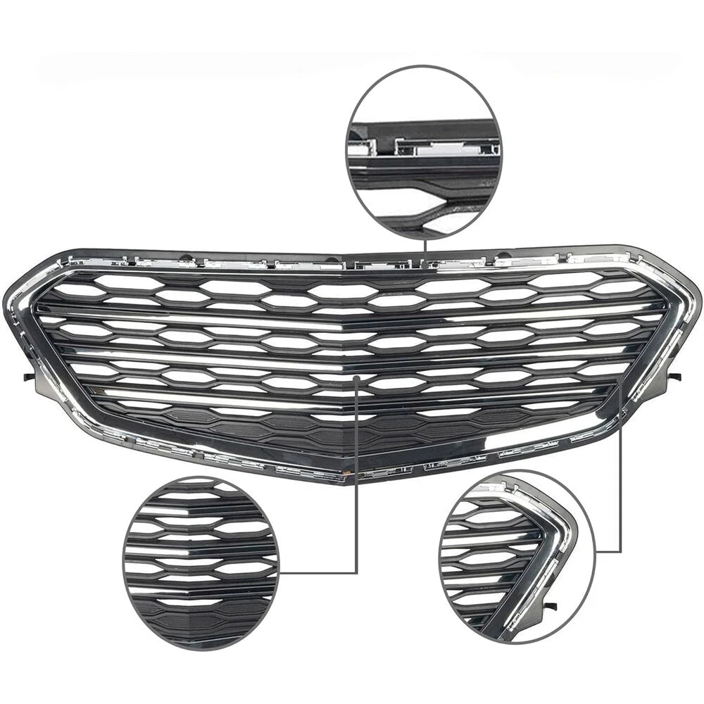 Chrome Front Bumper Grill Upper Lower Grille Kit For 2016 2017 Chevrolet Equinox