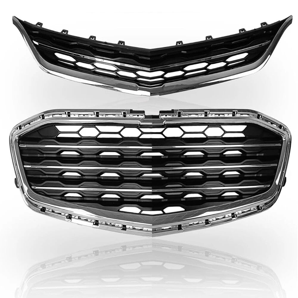 Chrome Front Bumper Grill Upper Lower Grille Kit For 2016 2017 Chevrolet Equinox