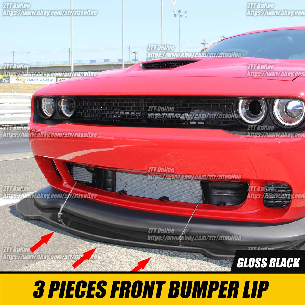 Front Lower Bumper Lip Spoiler Splitter Kit For Dodge Challenger  SRT 2012-2022