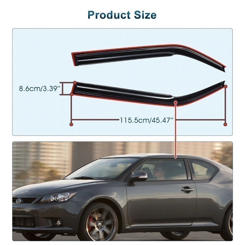 For 2011-2016 Scion TC Coupe 2-Door 3D Wavy Window Visor Vent Shade Rain Guards