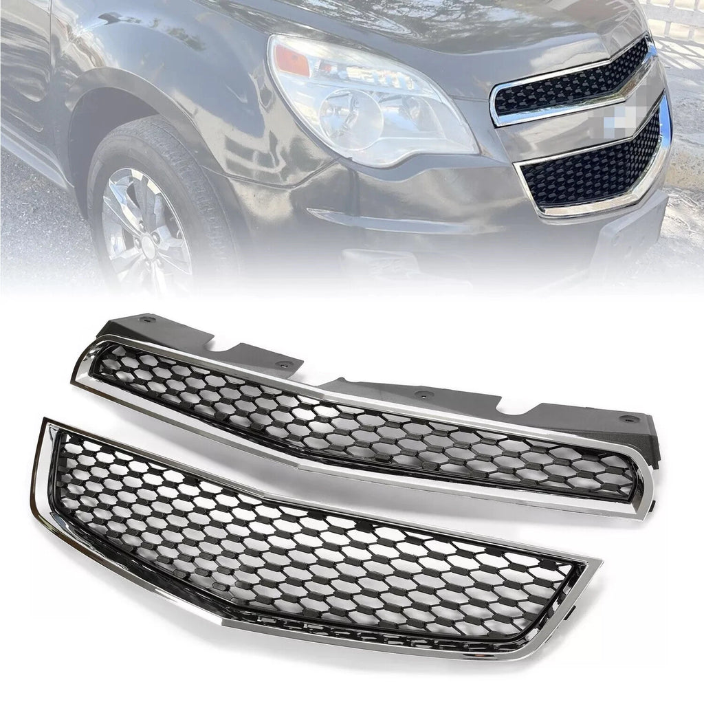 For Chevrolet Equinox 2010-2015 Chrome Front Upper &amp; Lower Bumper Grille 2Pcs