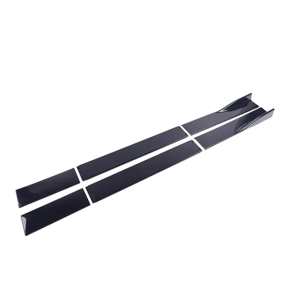 86" x 4" 6pcs Universal Black Side Skirt Extension Rocker Splitters Diffuser Lip