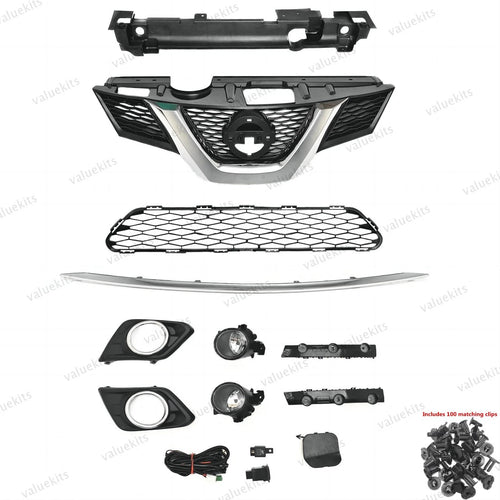 11PC For Rogue 2014-2016 Bumper Radiator Support Cover Grille Mesh Fog light Kit
