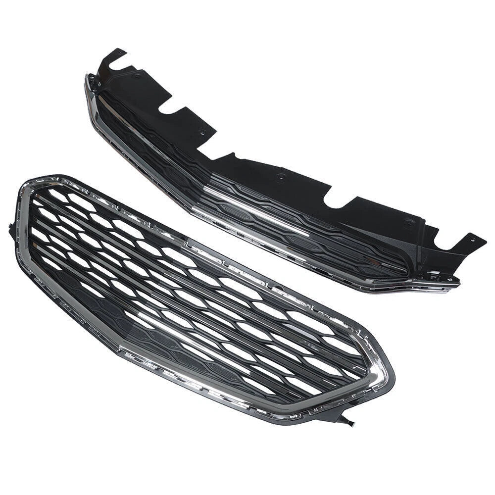 Chrome Front Bumper Grill Upper Lower Grille Kit For 2016 2017 Chevrolet Equinox