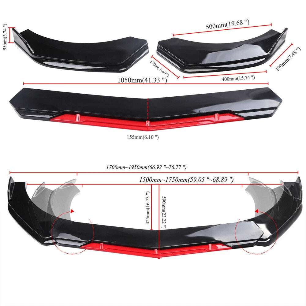 For Mini Cooper Front Bumper Lip Spoiler Splitter Body Kit Side Skirt Rear Lip