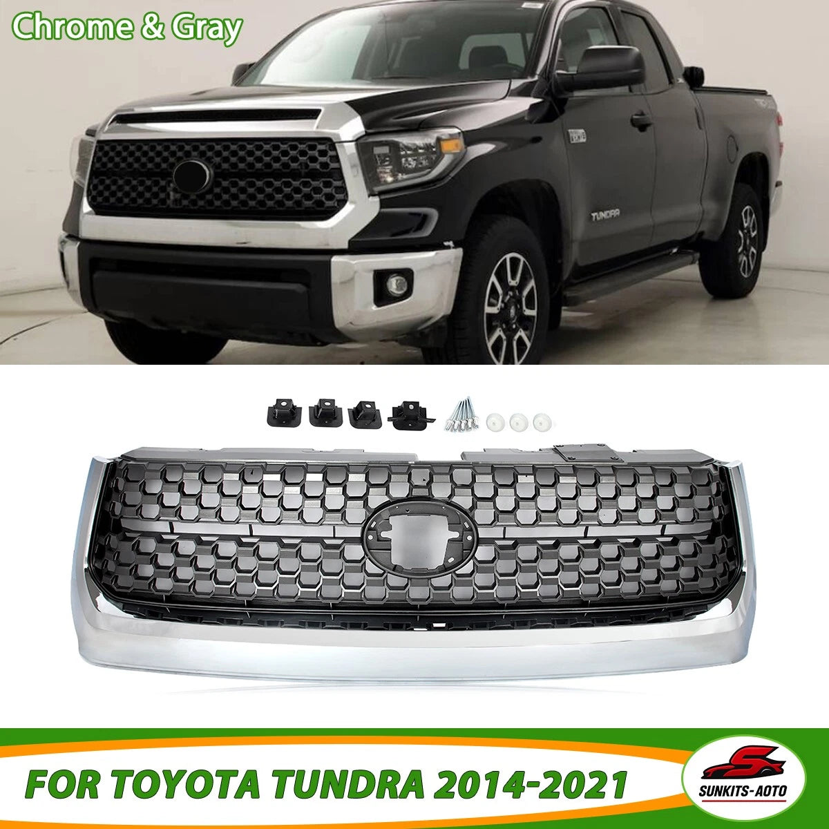 Honeycomb TRD Style Front Bumper Upper Grille Grill For 2014-2021 Toyota Tundra