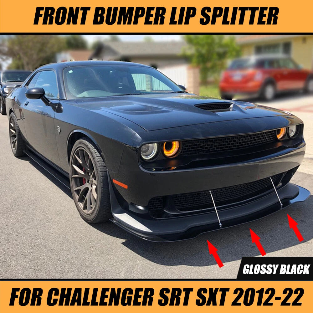 Front Lower Bumper Lip Spoiler Splitter Kit For Dodge Challenger  SRT 2012-2022
