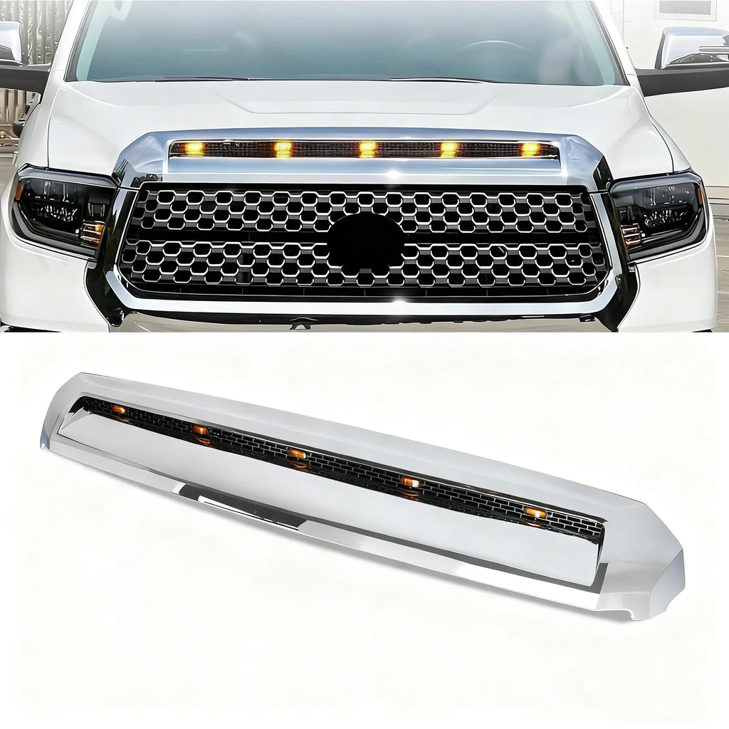 Front Upper Hood Bulge Molding Grille w/5 Lights For Toyota Tundra 2014-2021